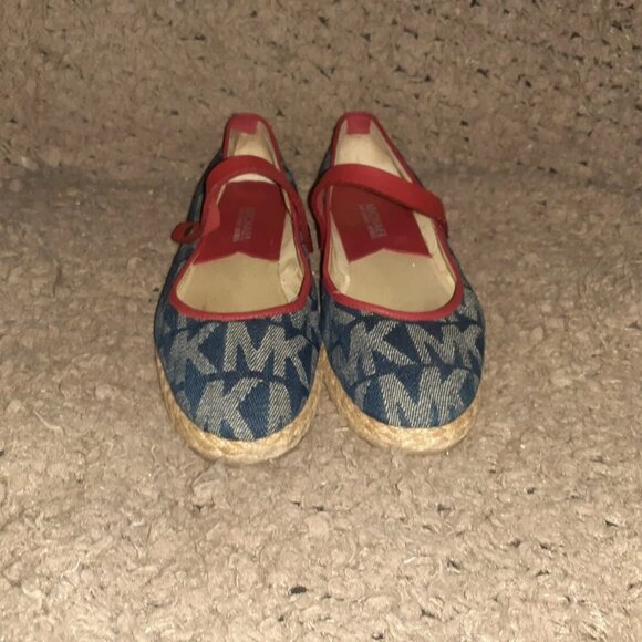 MICHAEL KORS-Signature Blue Denim  w/Red Leather Accent-Mary Janes-Sz6-Excellent - Picture 3 of 7